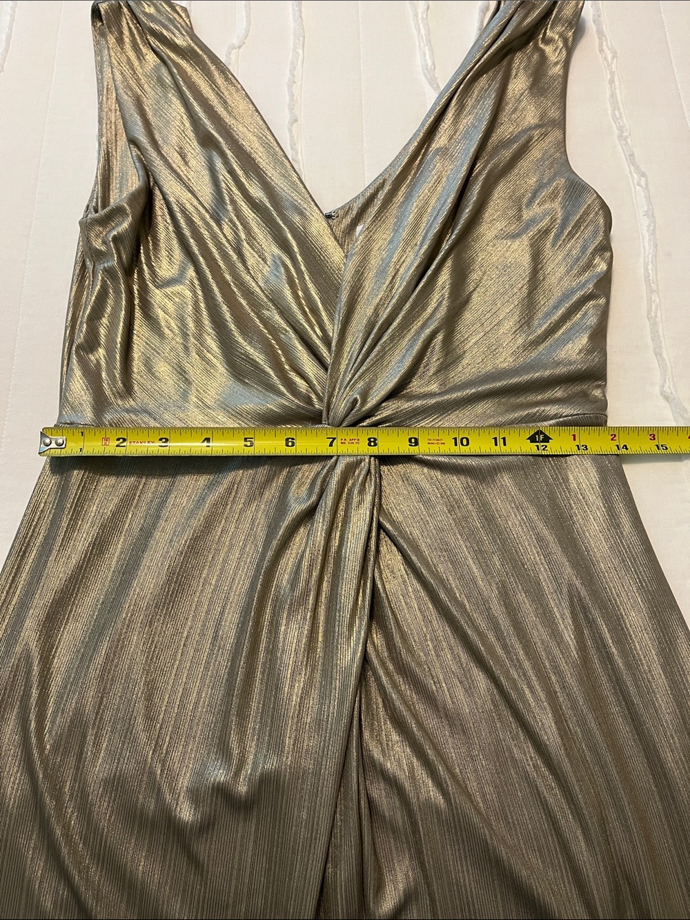 CALVIN KLEIN gold/taupe metallic evening gown - Picture 5 of 6